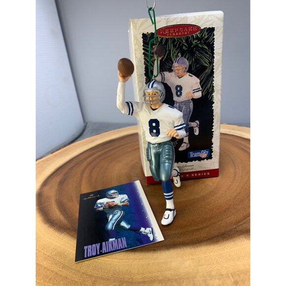 Hallmark Keepsake Ornament 1996 Troy Aikman Football Legends Series with Trading - Picture 1 of 6